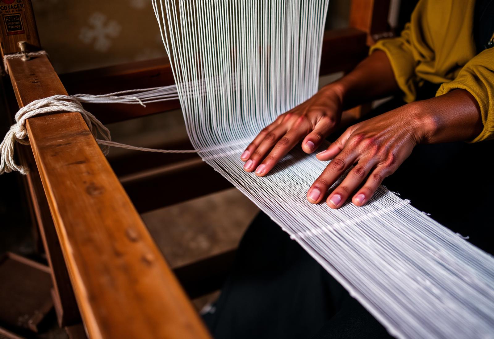 Artisan weaving at the Paragon loom
